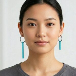 Oorringen staaf asymmetrisch blauw